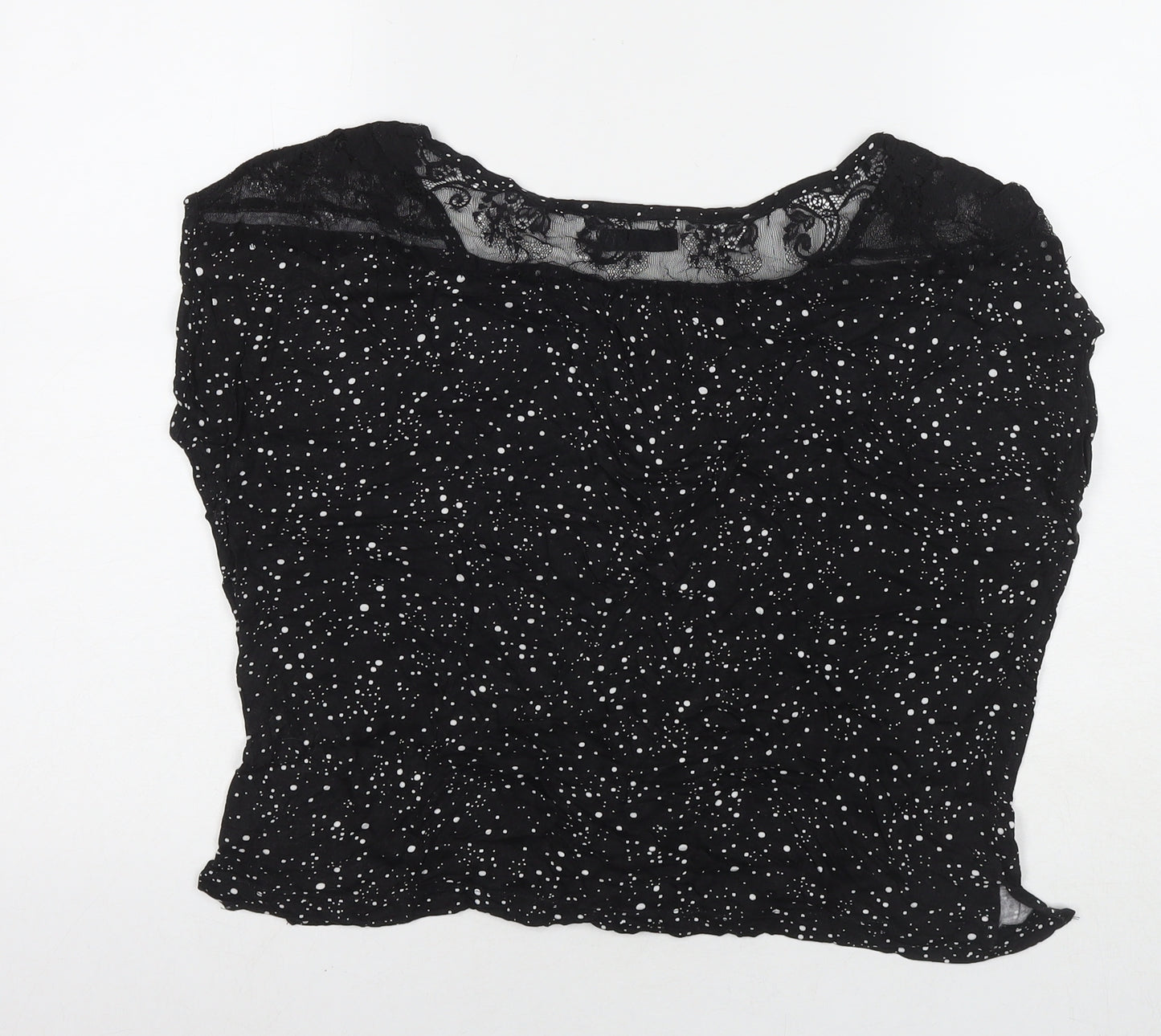 Garage Womens Black Polka Dot Viscose Basic T-Shirt Size L Round Neck