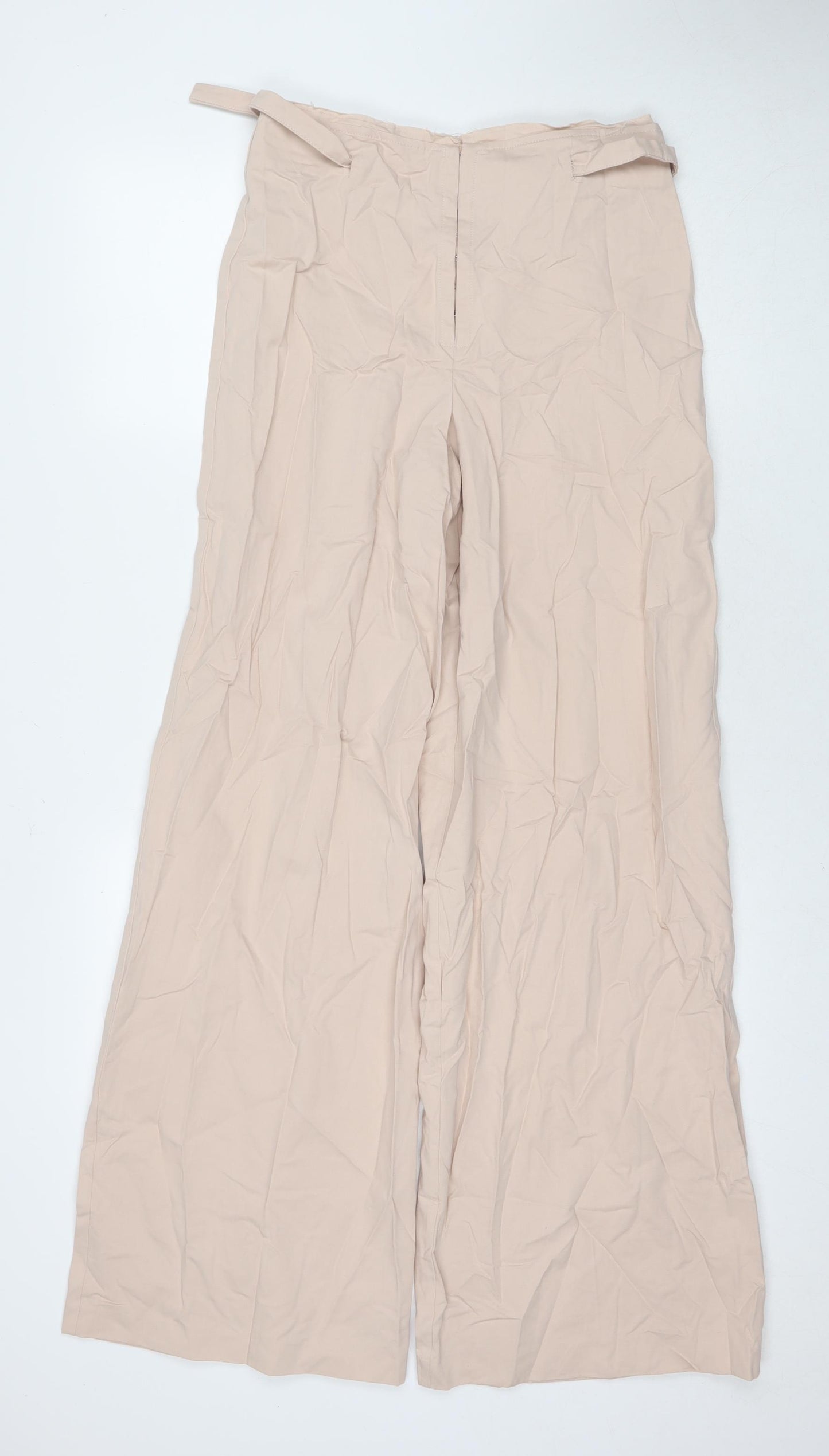 Zara Womens Beige Cotton Trousers Size S L32 in Regular Zip