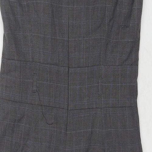 Et Vous Womens Grey Check Polyester A-Line Size 10 Boat Neck Zip