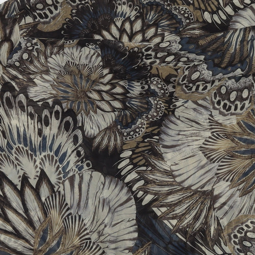 Artigiano Womens Brown Floral Polyester Basic Button-Up Size 14 Collared