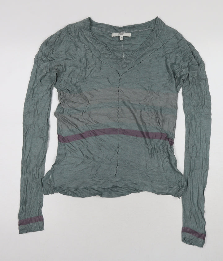 NEXT Womens Blue V-Neck Viscose Pullover Jumper Size 10