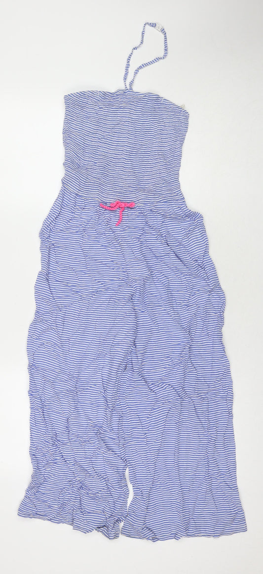 Marks and Spencer Girls Blue Striped Viscose Jumpsuit One-Piece Size 10-11 Years L23 in Pullover