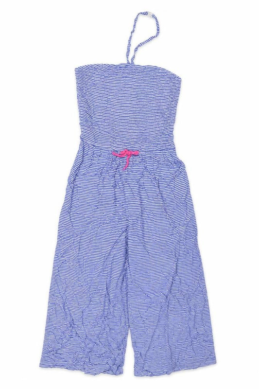 Marks and Spencer Girls Blue Striped Viscose Jumpsuit One-Piece Size 10-11 Years L23 in Pullover