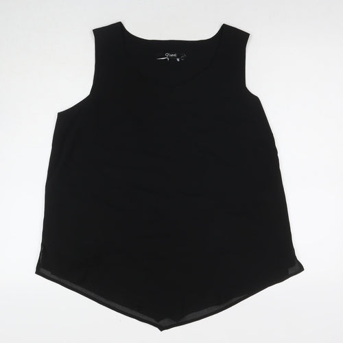 Qneel Womens Black Polyester Basic T-Shirt Size 20 V-Neck