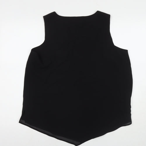 Qneel Womens Black Polyester Basic T-Shirt Size 20 V-Neck