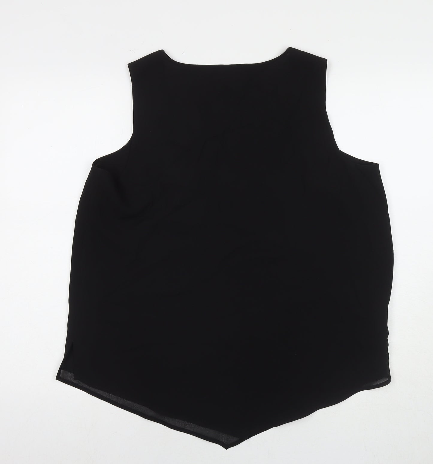 Qneel Womens Black Polyester Basic T-Shirt Size 20 V-Neck