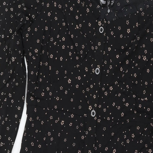 Missguided Womens Black Floral Polyester Maxi Size 10 Boat Neck Button