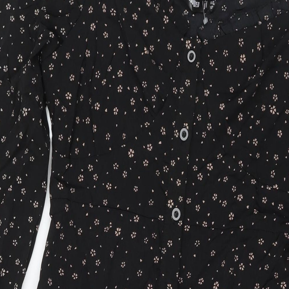 Missguided Womens Black Floral Polyester Maxi Size 10 Boat Neck Button