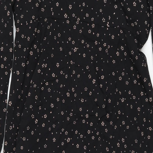 Missguided Womens Black Floral Polyester Maxi Size 10 Boat Neck Button