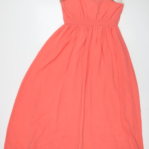 Little Mistress Womens Pink Polyester Ball Gown Size 12 Off the Shoulder Pullover - Embellishment Detail
