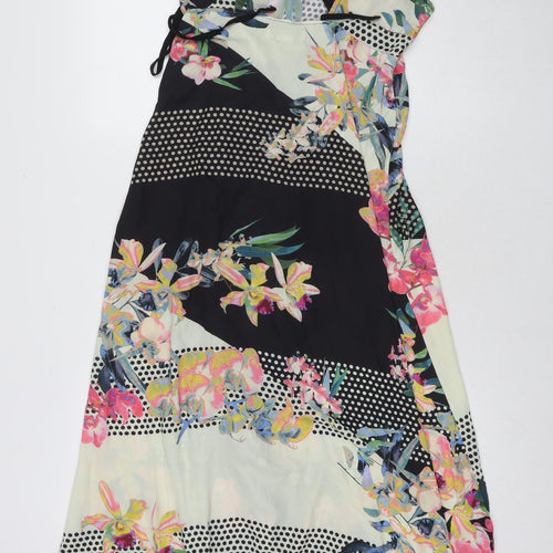 Flying Tomato Womens Multicoloured Floral Polyester Wrap Dress Size L V-Neck Pullover
