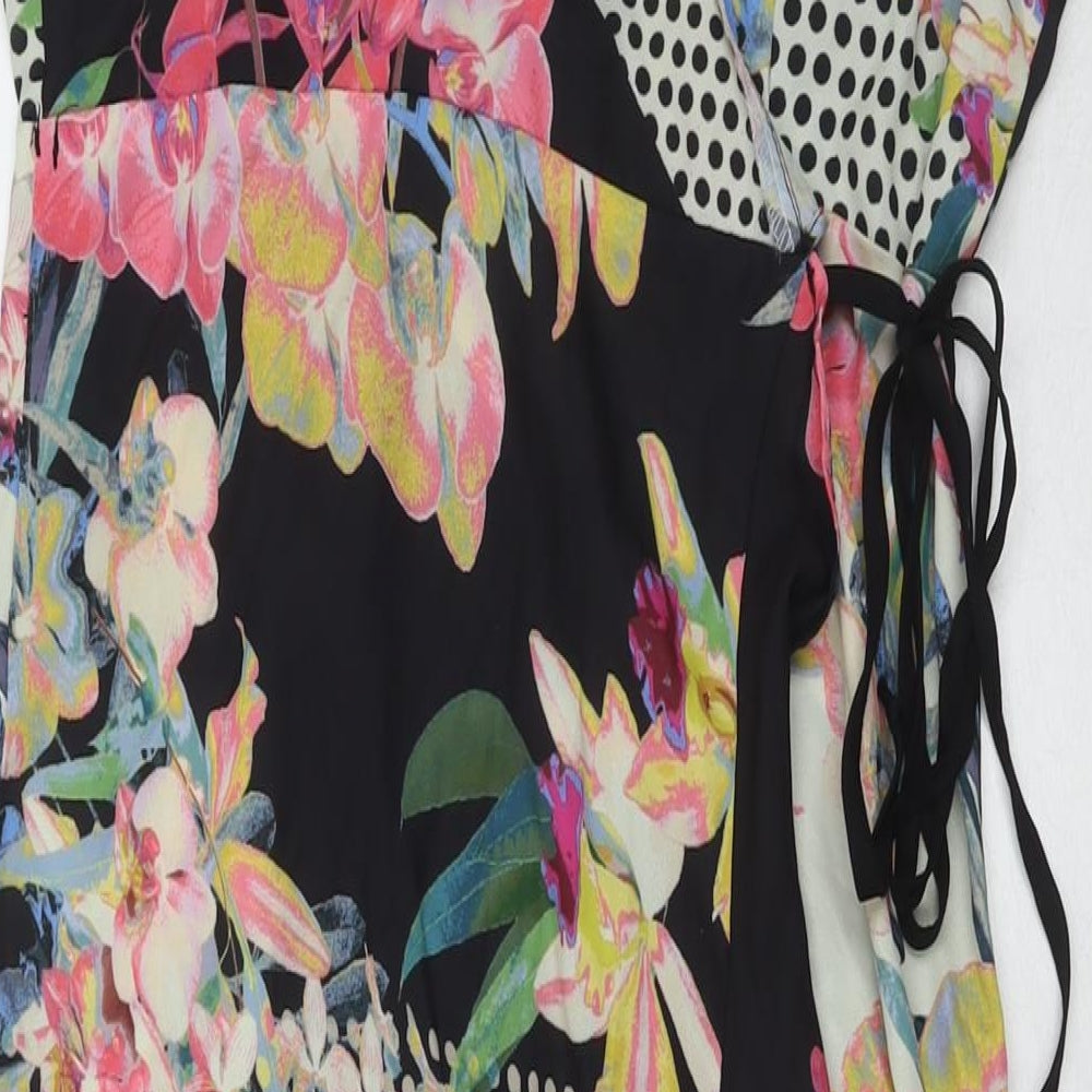 Flying Tomato Womens Multicoloured Floral Polyester Wrap Dress Size L V-Neck Pullover