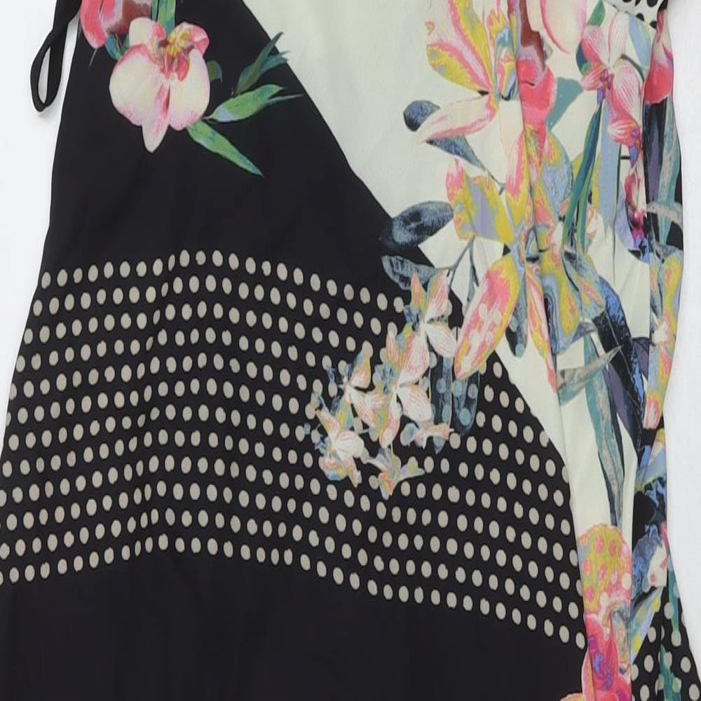 Flying Tomato Womens Multicoloured Floral Polyester Wrap Dress Size L V-Neck Pullover
