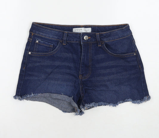 Denim & Co. Womens Blue Cotton Cut-Off Shorts Size 12 L3 in Regular Zip