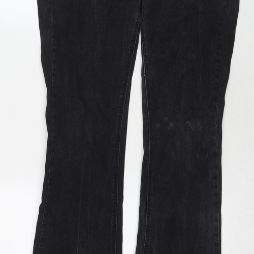 Topshop Womens Black Cotton Bootcut Jeans Size 34 in L34 in Regular Zip