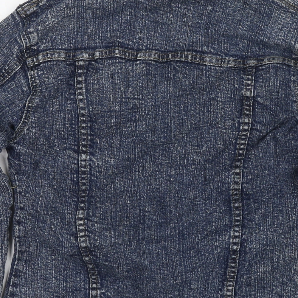 Butterfly Girls Blue Jacket Size L Button