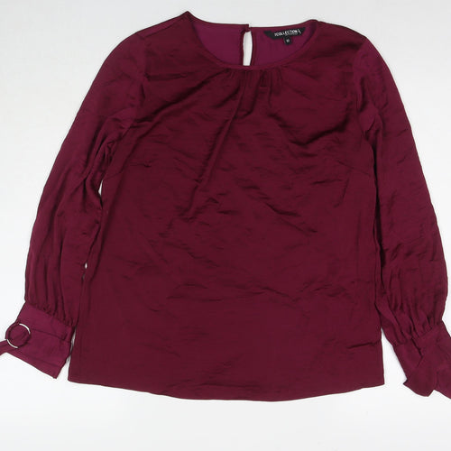 Debenhams Womens Purple Viscose Basic Button-Up Size 16 Round Neck