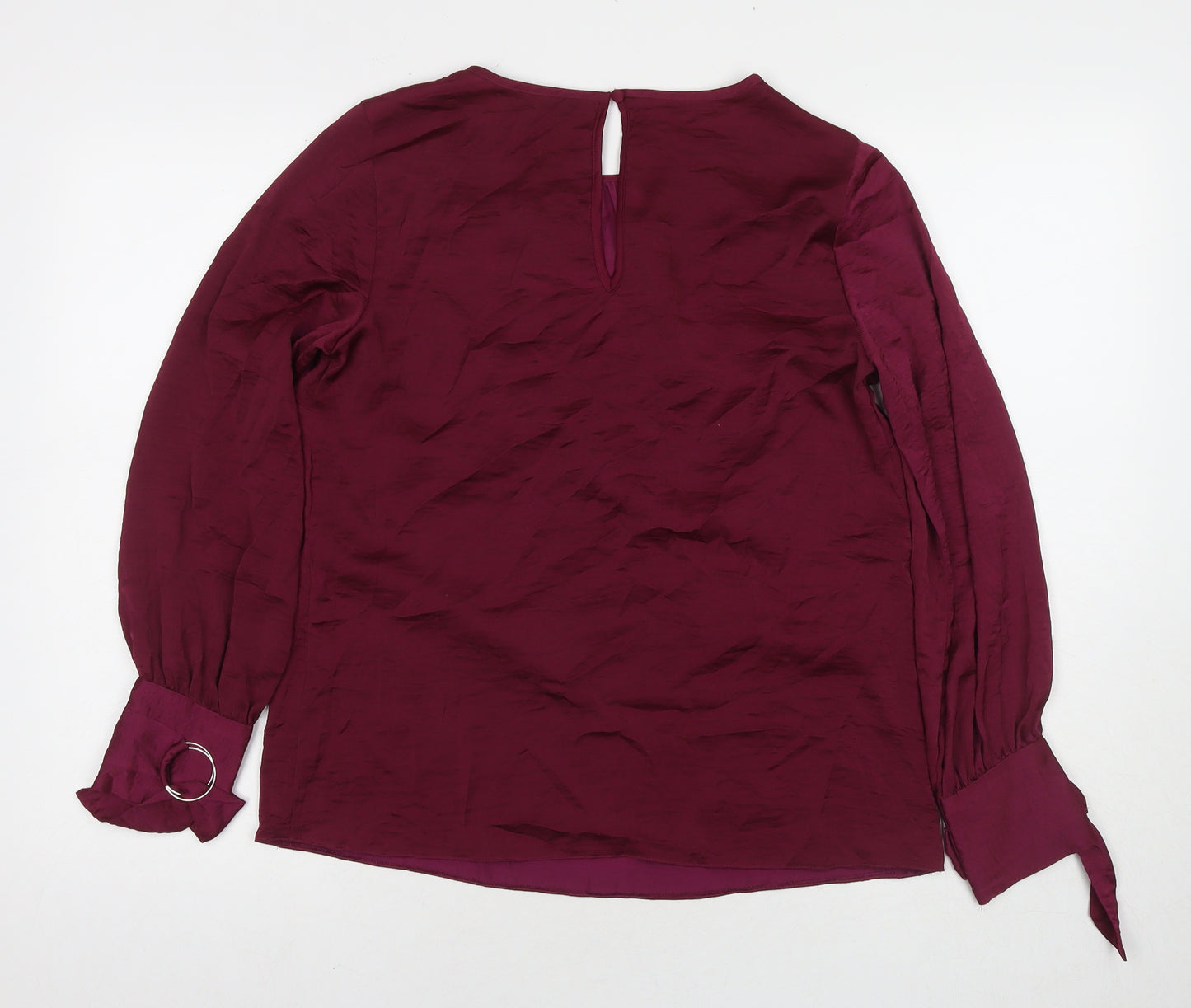 Debenhams Womens Purple Viscose Basic Button-Up Size 16 Round Neck