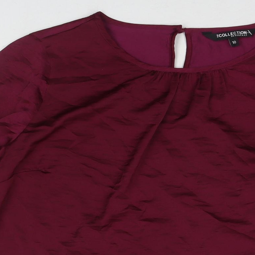 Debenhams Womens Purple Viscose Basic Button-Up Size 16 Round Neck