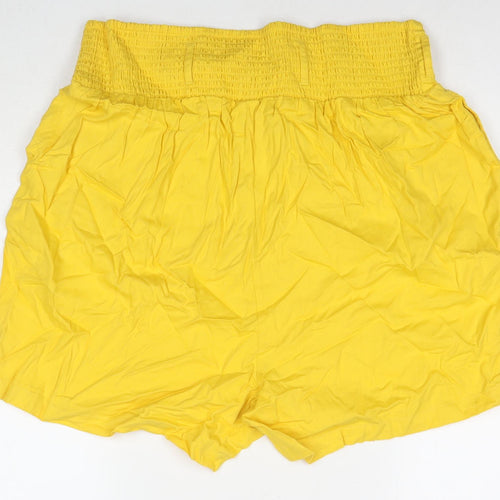 Lucky & Yak Womens Yellow Cotton Mom Shorts Size XL L5 in Regular Pull On