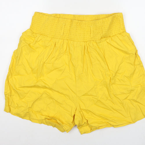 Lucky & Yak Womens Yellow Cotton Mom Shorts Size XL L5 in Regular Pull On