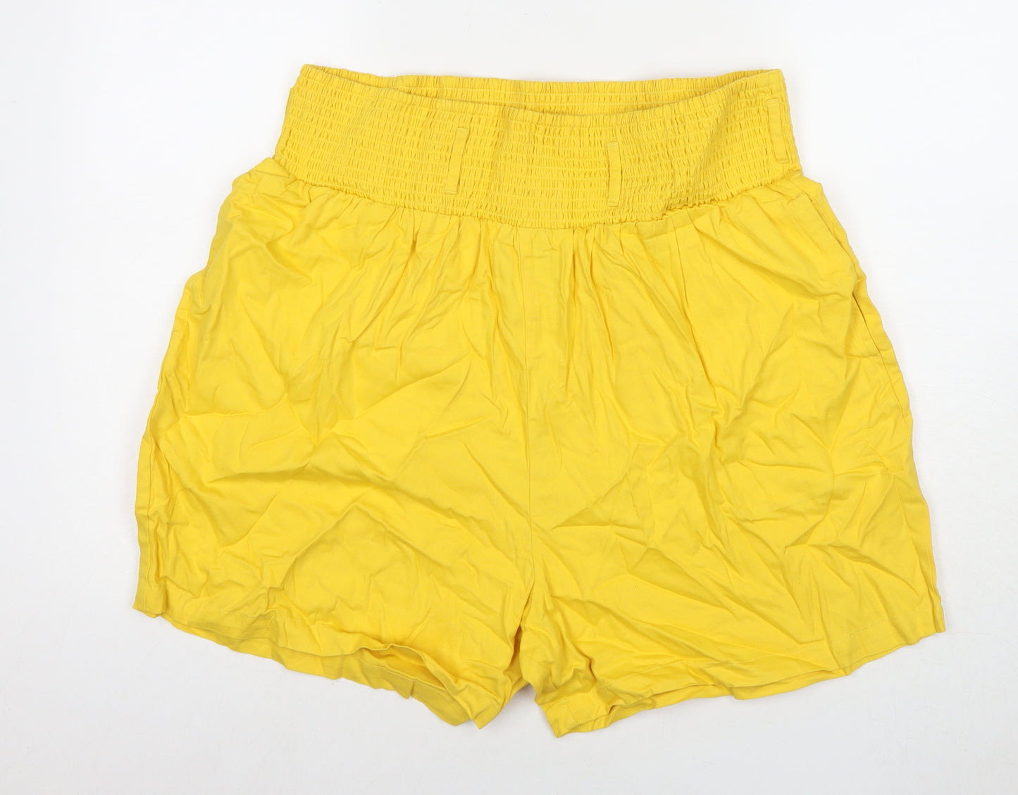 Lucky & Yak Womens Yellow Cotton Mom Shorts Size XL L5 in Regular Pull On