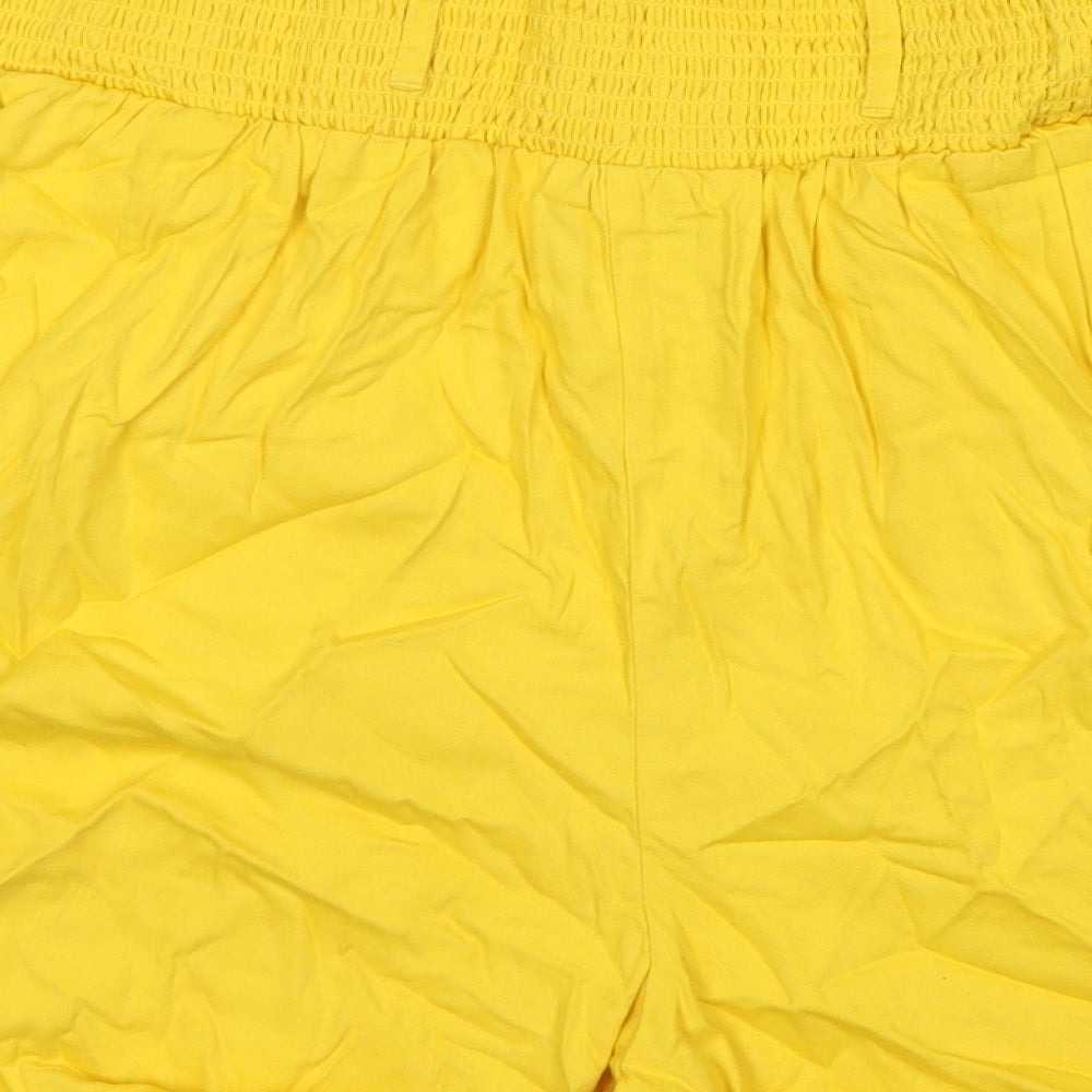 Lucky & Yak Womens Yellow Cotton Mom Shorts Size XL L5 in Regular Pull On