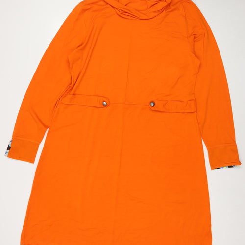 MissLook Womens Orange Cotton Blend Fit & Flare Size 2XL Cowl Neck Pullover
