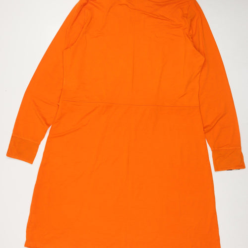 MissLook Womens Orange Cotton Blend Fit & Flare Size 2XL Cowl Neck Pullover