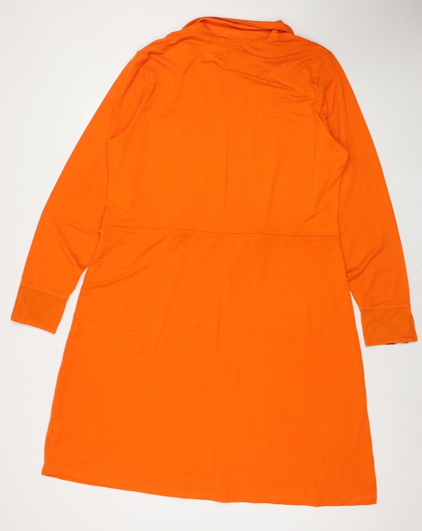 MissLook Womens Orange Cotton Blend Fit & Flare Size 2XL Cowl Neck Pullover