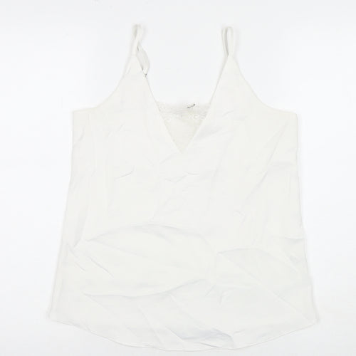 Miss Selfridge Womens White Polyester Basic Tank Size 6 V-Neck
