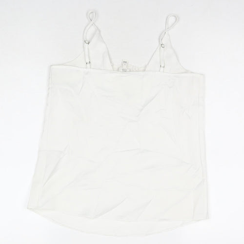Miss Selfridge Womens White Polyester Basic Tank Size 6 V-Neck