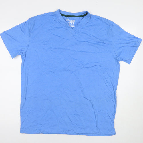 Full Time Sport Mens Blue Polyester Blend T-Shirt Size 2XL Round Neck