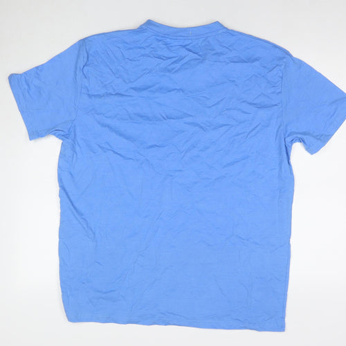 Full Time Sport Mens Blue Polyester Blend T-Shirt Size 2XL Round Neck