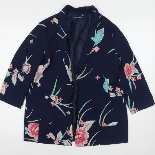 Bonmarché Womens Blue Floral Kimono Blazer Size 12