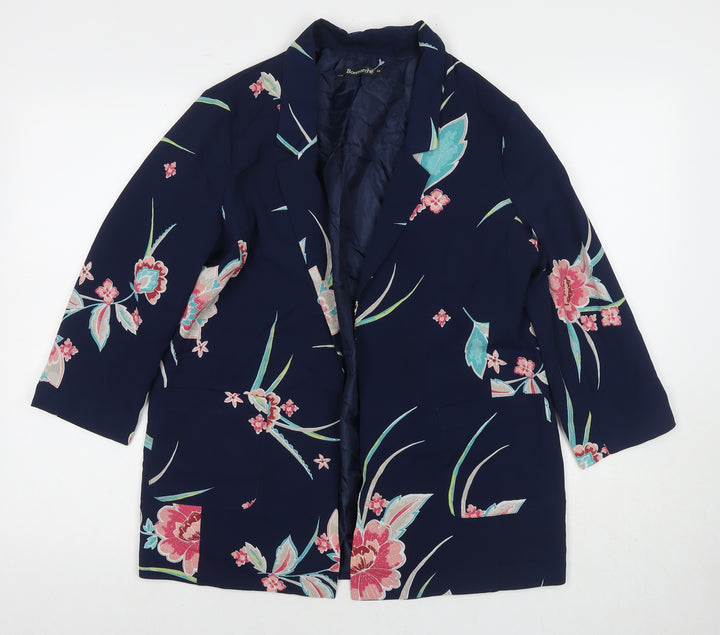 Bonmarché Womens Blue Floral Kimono Blazer Size 12
