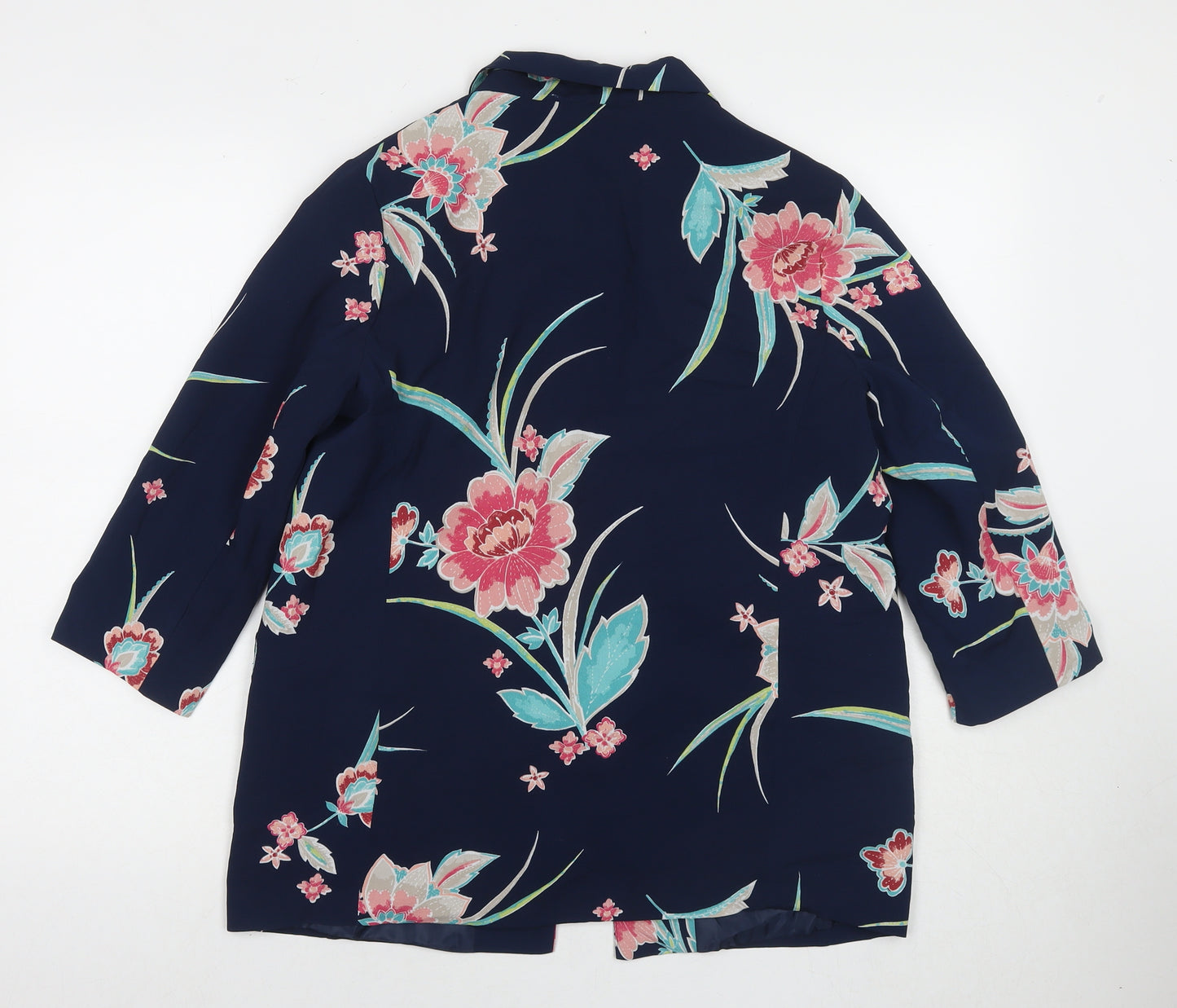 Bonmarché Womens Blue Floral Kimono Blazer Size 12