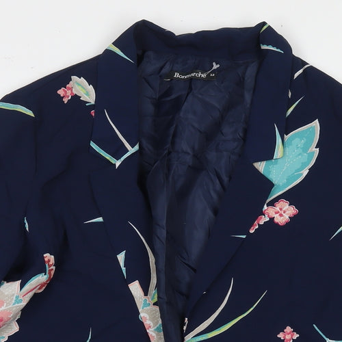 Bonmarché Womens Blue Floral Kimono Blazer Size 12