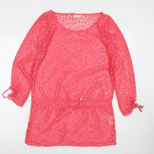 NEXT Womens Pink Polyester T-Shirt Dress Size 10 Roll Neck Pullover - Beach Cover-Up