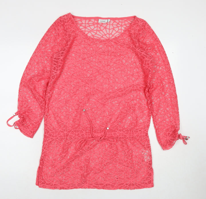 NEXT Womens Pink Polyester T-Shirt Dress Size 10 Roll Neck Pullover - Beach Cover-Up