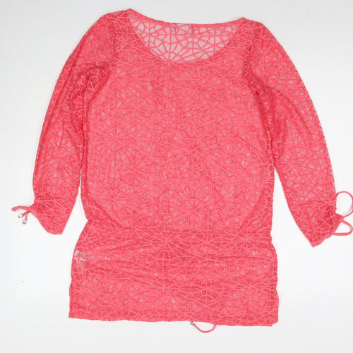 NEXT Womens Pink Polyester T-Shirt Dress Size 10 Roll Neck Pullover - Beach Cover-Up