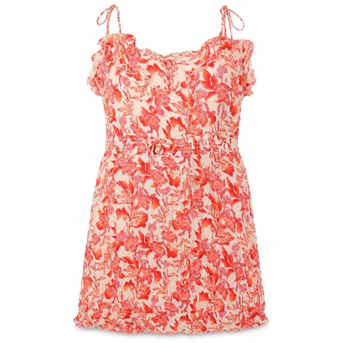Debenhams Womens Red Floral Viscose Tank Dress Size M V-Neck Pullover