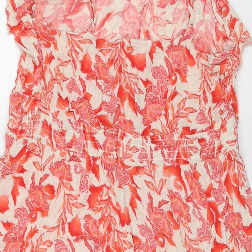 Debenhams Womens Red Floral Viscose Tank Dress Size M V-Neck Pullover