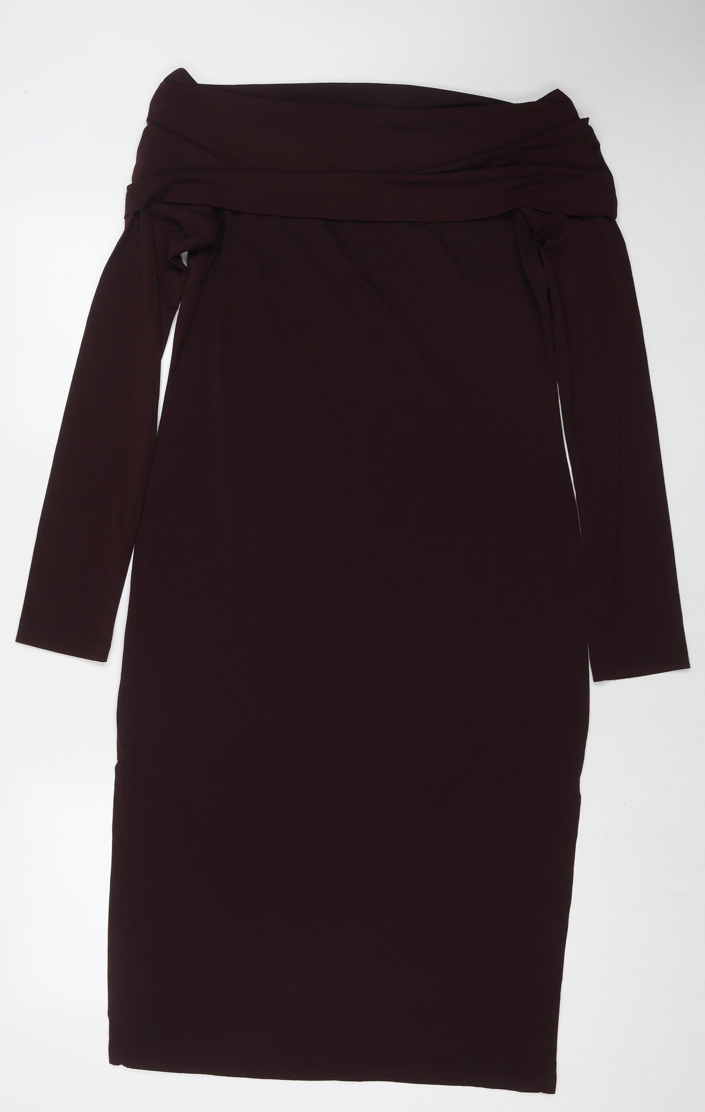 H&M Womens Brown Polyester A-Line Size L Off the Shoulder Pullover