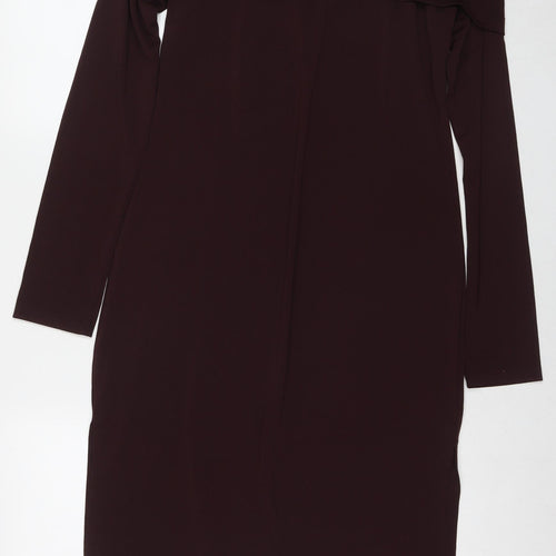 H&M Womens Brown Polyester A-Line Size L Off the Shoulder Pullover