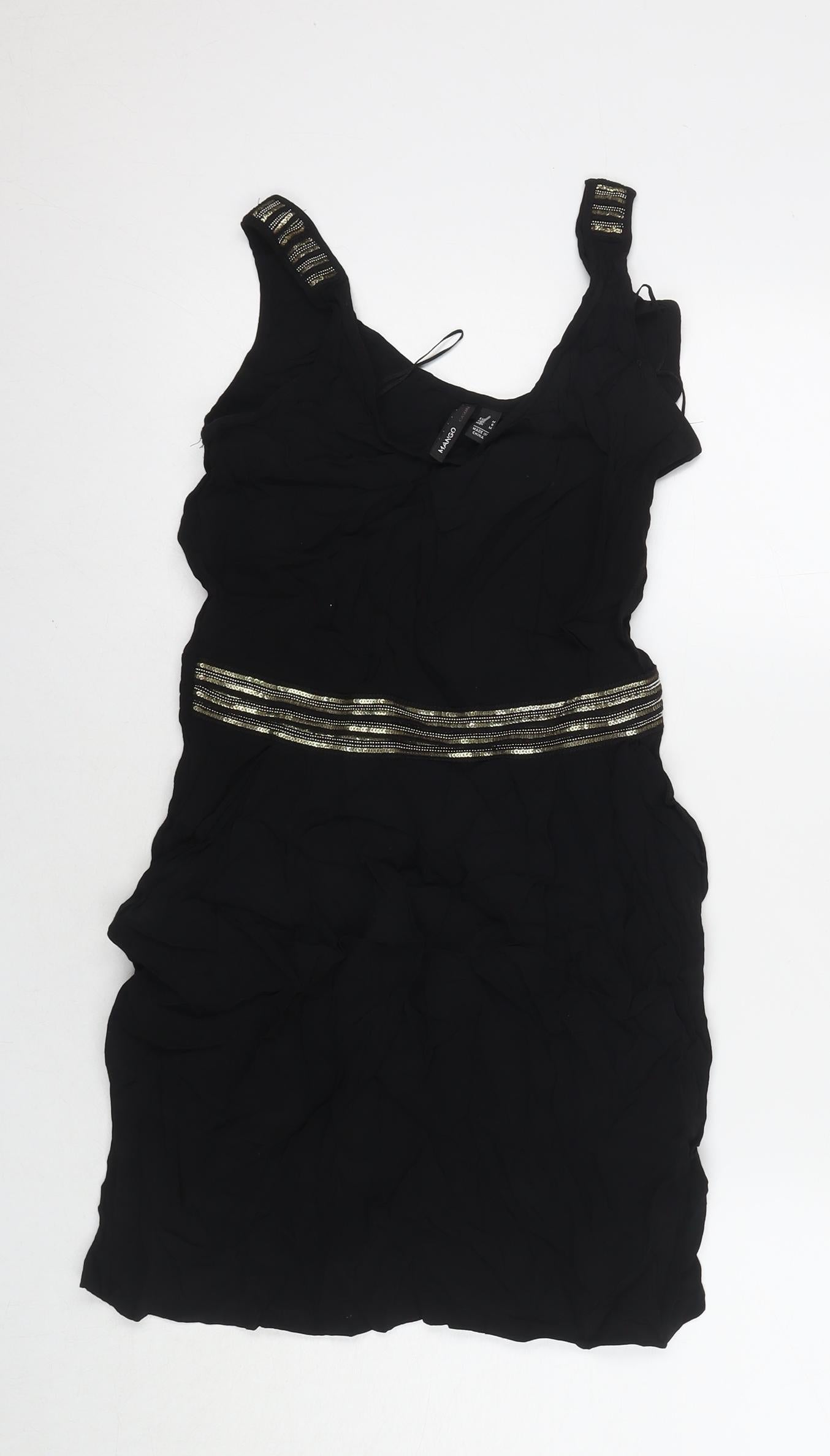 Mango Womens Black Viscose Tank Dress Size M Scoop Neck Pullover
