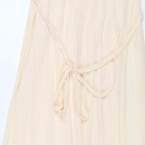 H&M Womens Beige Polyester Maxi Size XS Scoop Neck Pullover