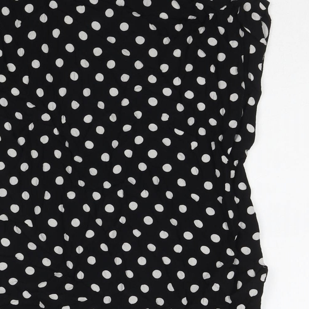 Topshop Womens Black Polka Dot Viscose Basic Button-Up Size 8 Collared