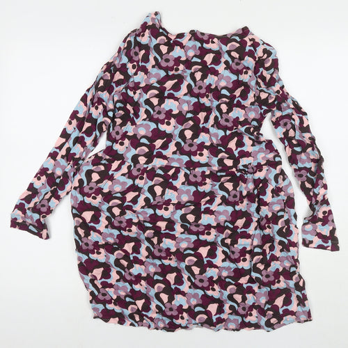 Compania Fantastica Womens Purple Floral Viscose A-Line Size XS Round Neck Pullover