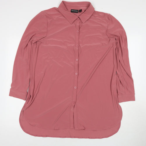 Nina Leonard Womens Pink Polyester Basic Button-Up Size XL Collared